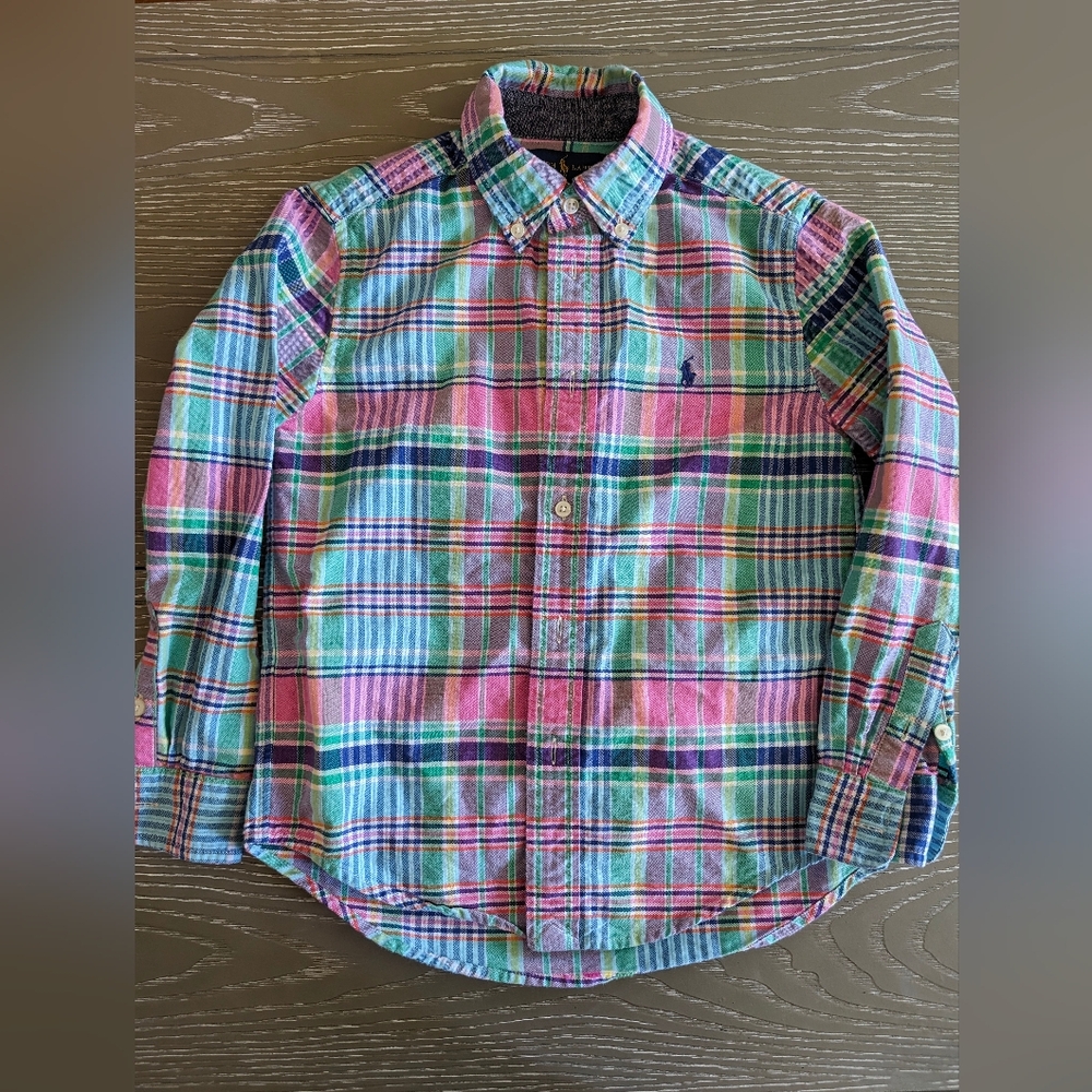 Ralph Lauren Boys Multi-Colored Button Down long sleeve size 6 Shirt EUC